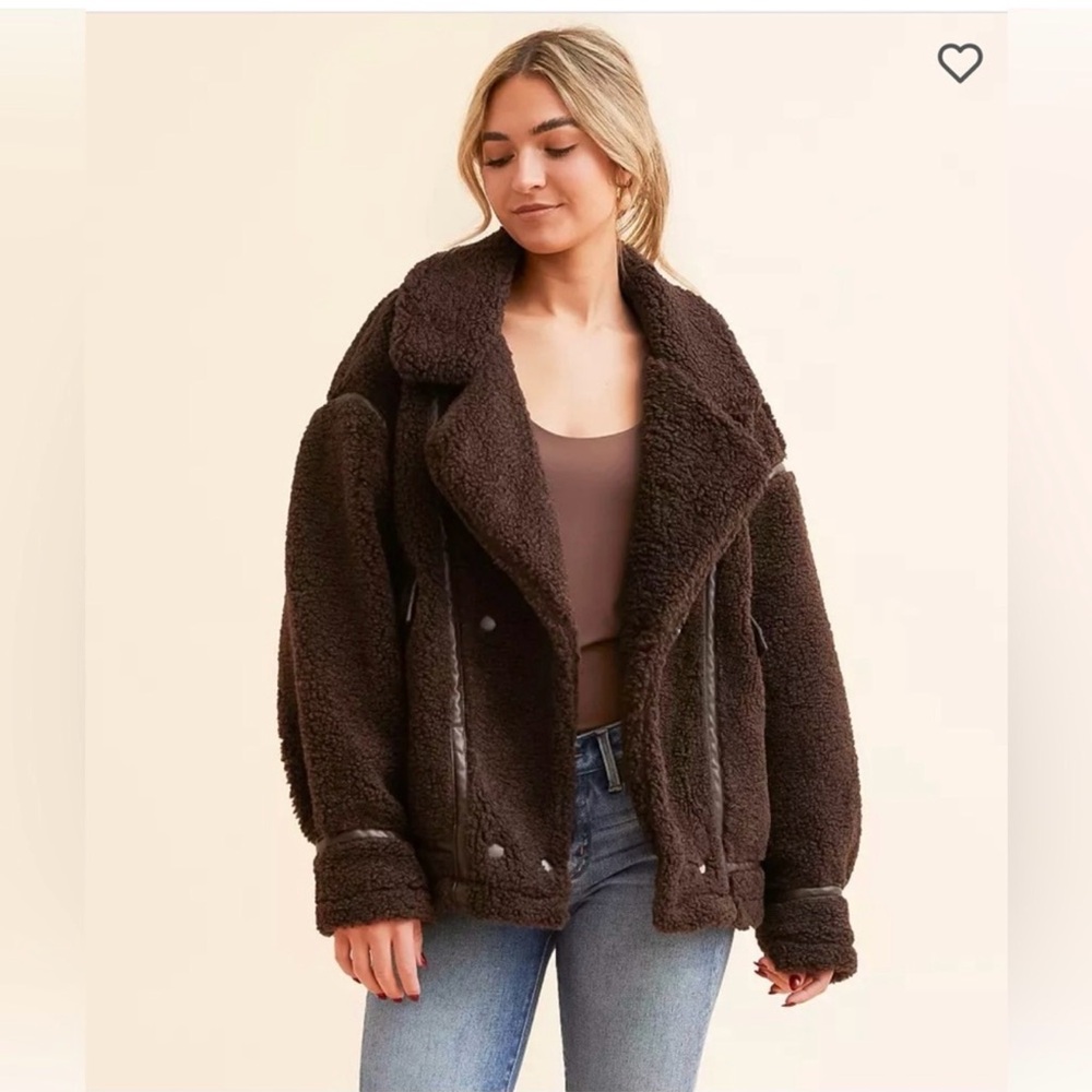 NWT Z Supply Ari Sherpa Coat Dark Chocolate size L